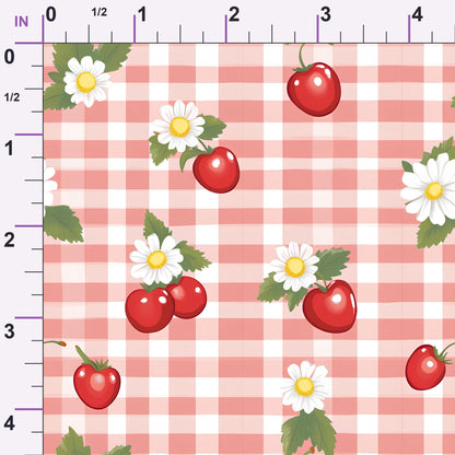 Strawberry Daisy Picnic Pattern 8 Minky Fabric