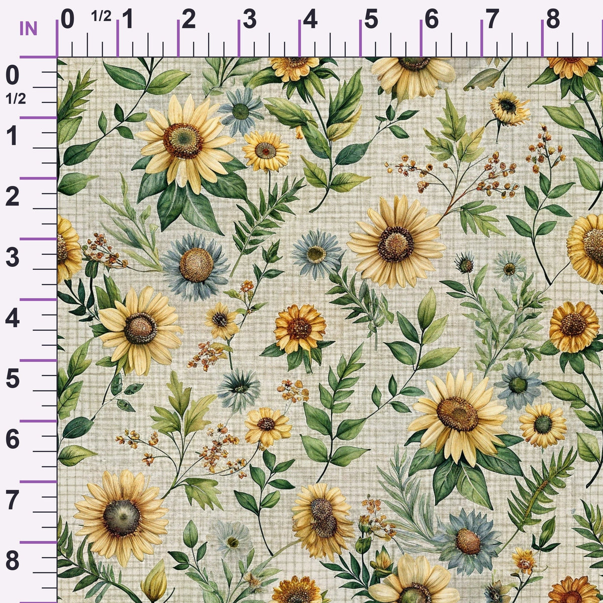 Sunflower Linen Pattern 1 Minky Fabric
