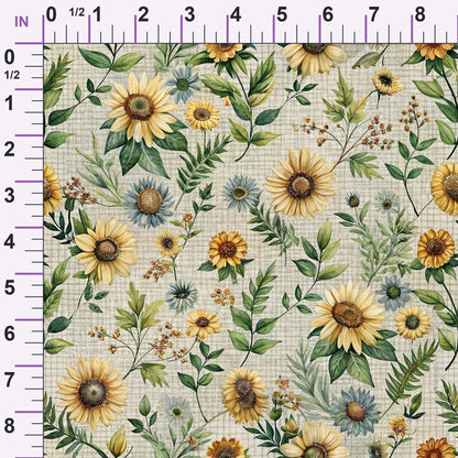 Sunflower Linen Pattern 1 Minky Fabric