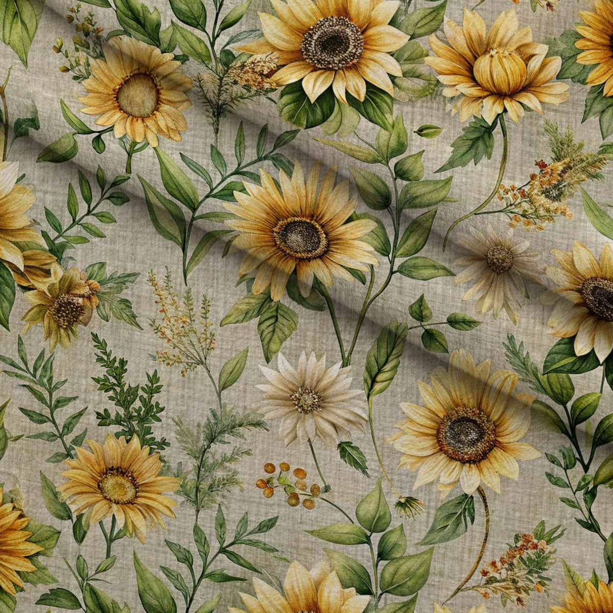 Sunflower Linen Pattern 2 Minky Fabric