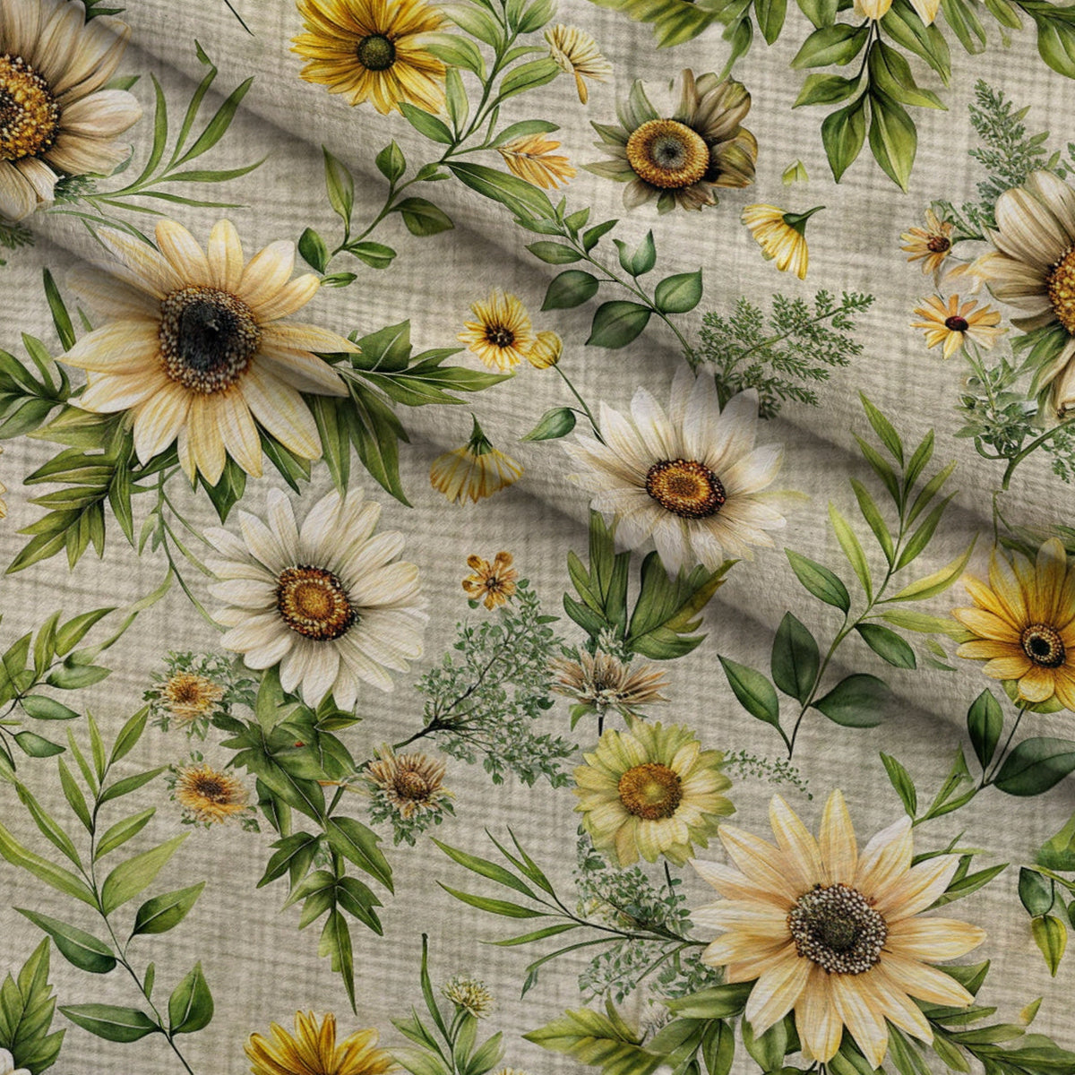 Sunflower Linen Pattern 3 Minky Fabric