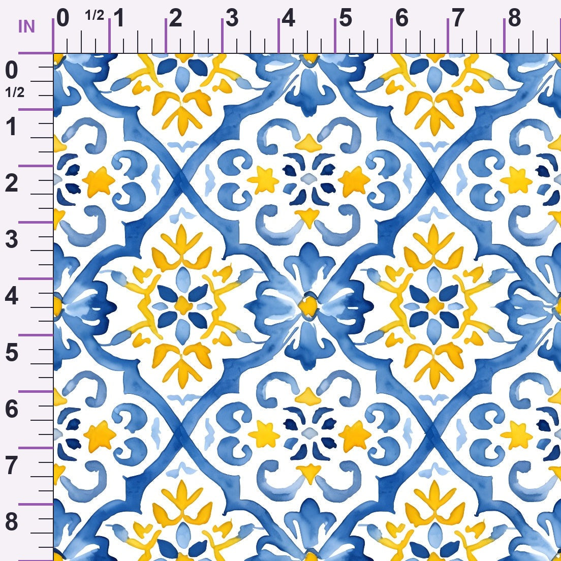 Sunlit Azulejo Pattern 16 Minky Fabric