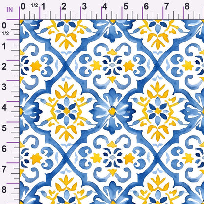 Sunlit Azulejo Pattern 16 Minky Fabric