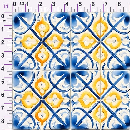 Sunlit Azulejo Pattern 21 Minky Fabric