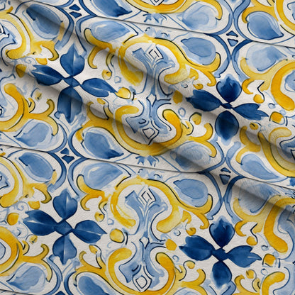 Sunlit Azulejo Pattern 30 Minky Fabric