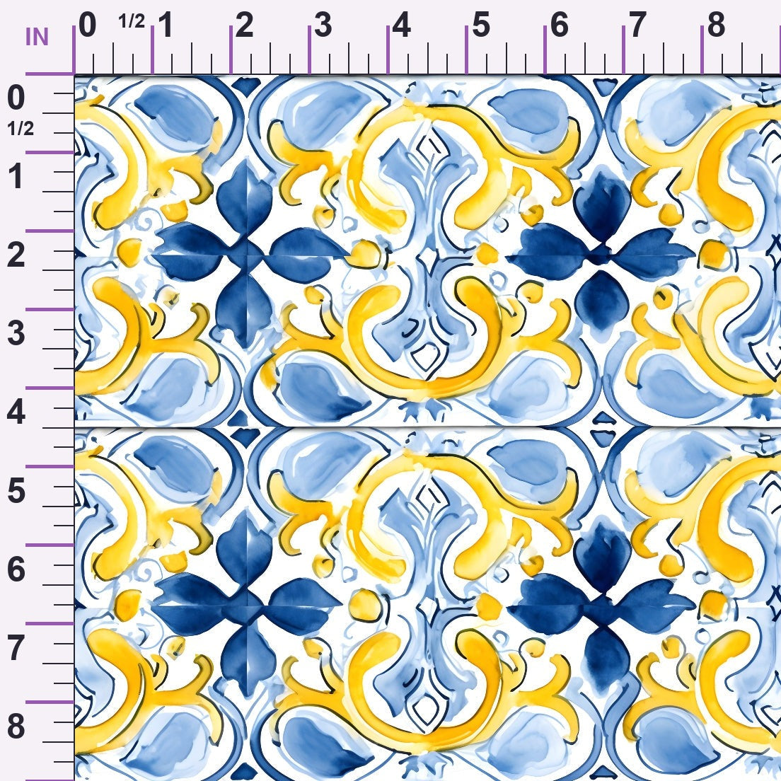 Sunlit Azulejo Pattern 30 Minky Fabric