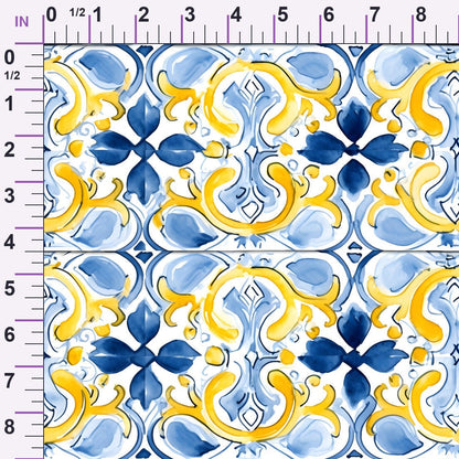 Sunlit Azulejo Pattern 30 Minky Fabric