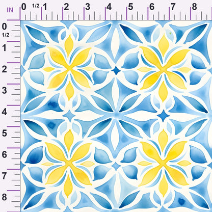 Sunlit Azulejo Pattern 31 Minky Fabric