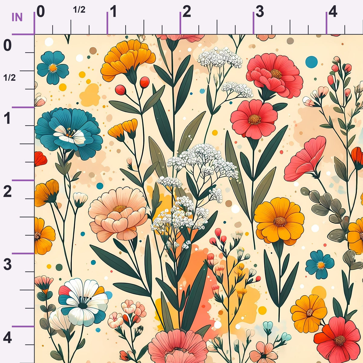 Sunlit Wildflowers Pattern 4 Minky Fabric