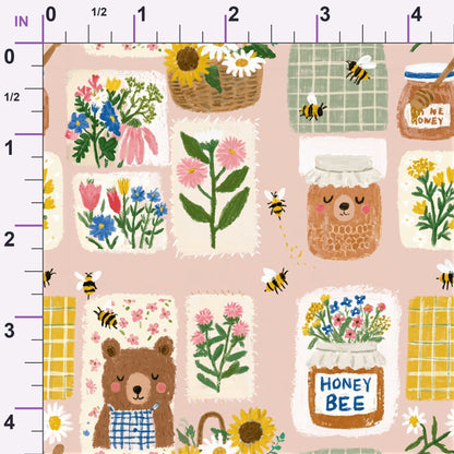 Sweet Clover Bears Pattern 1 Minky Fabric
