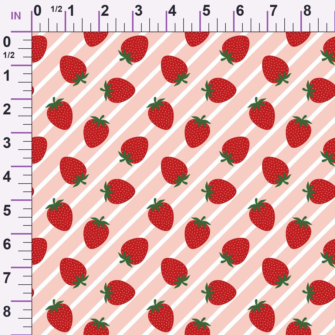 Sweet Strawberries Pink Diagonal Stripes Minky Fabric