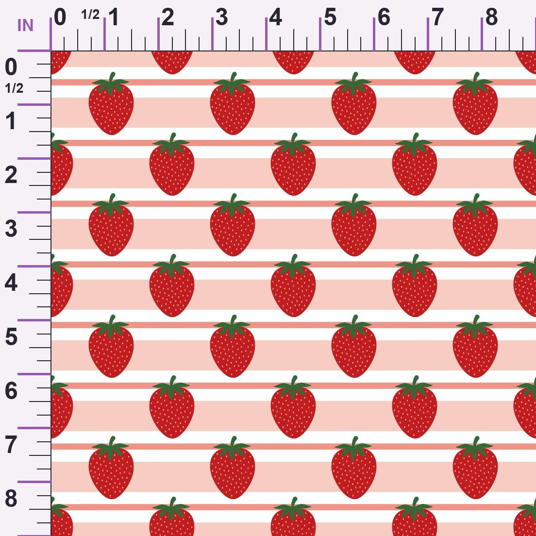 Sweet Strawberries Pink Horizontal Stripes Minky Fabric