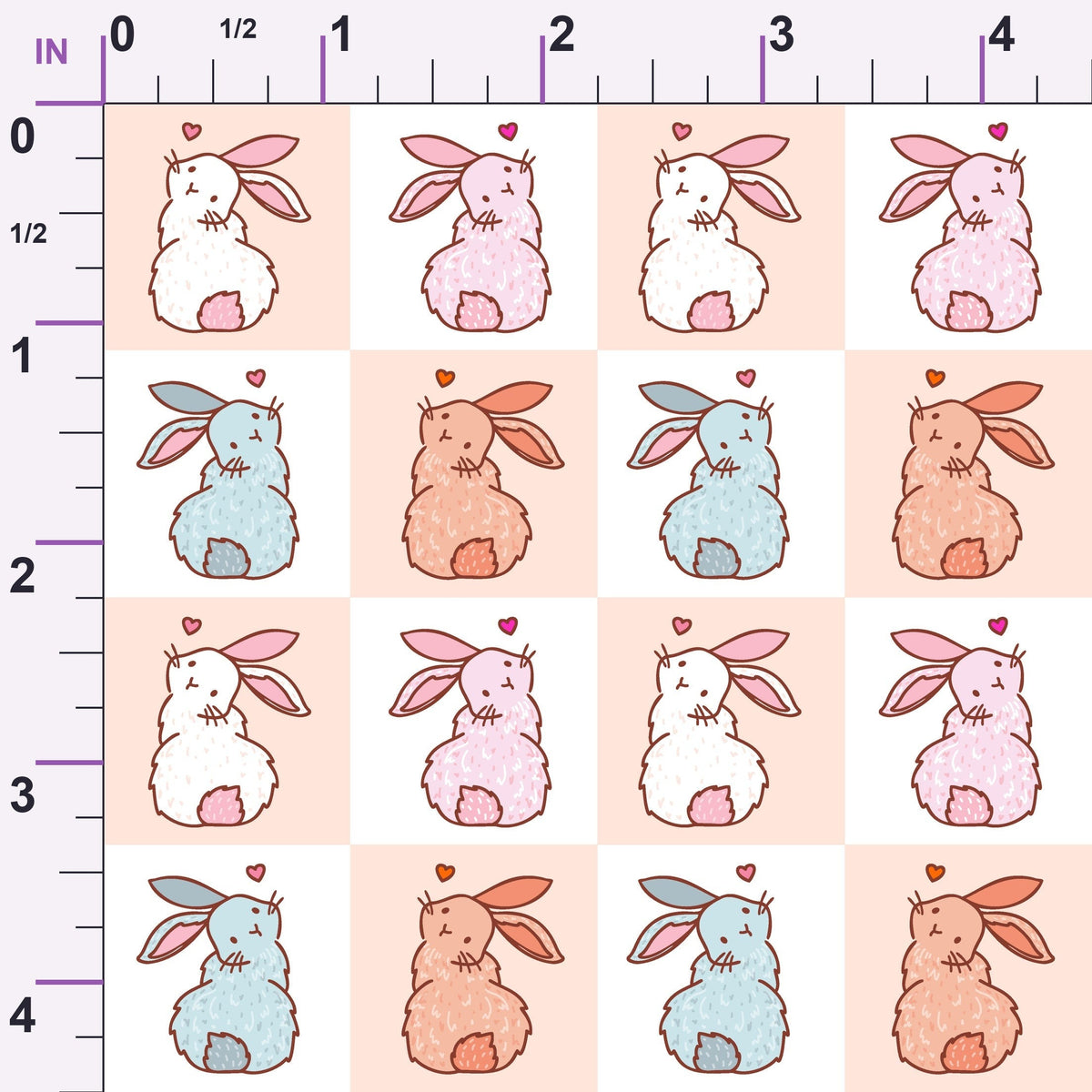 Sweetheart Rabbits Pattern 1 Minky Fabric