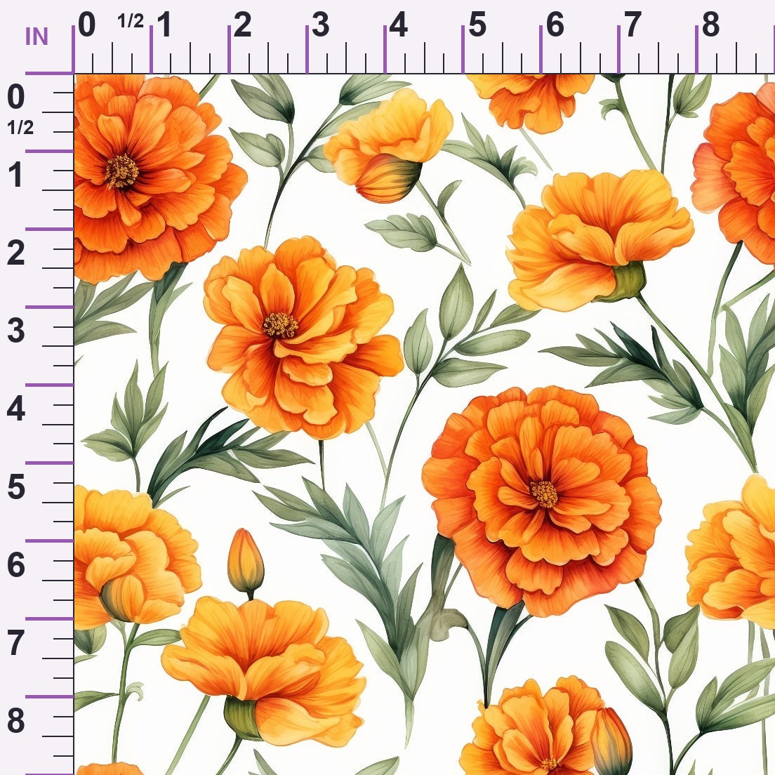 Tangerine Blooms Pattern 2 Minky Fabric