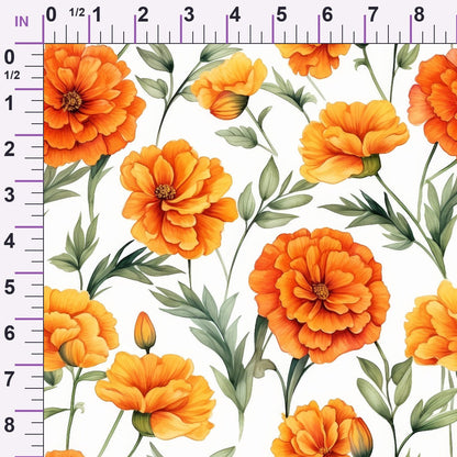 Tangerine Blooms Pattern 2 Minky Fabric