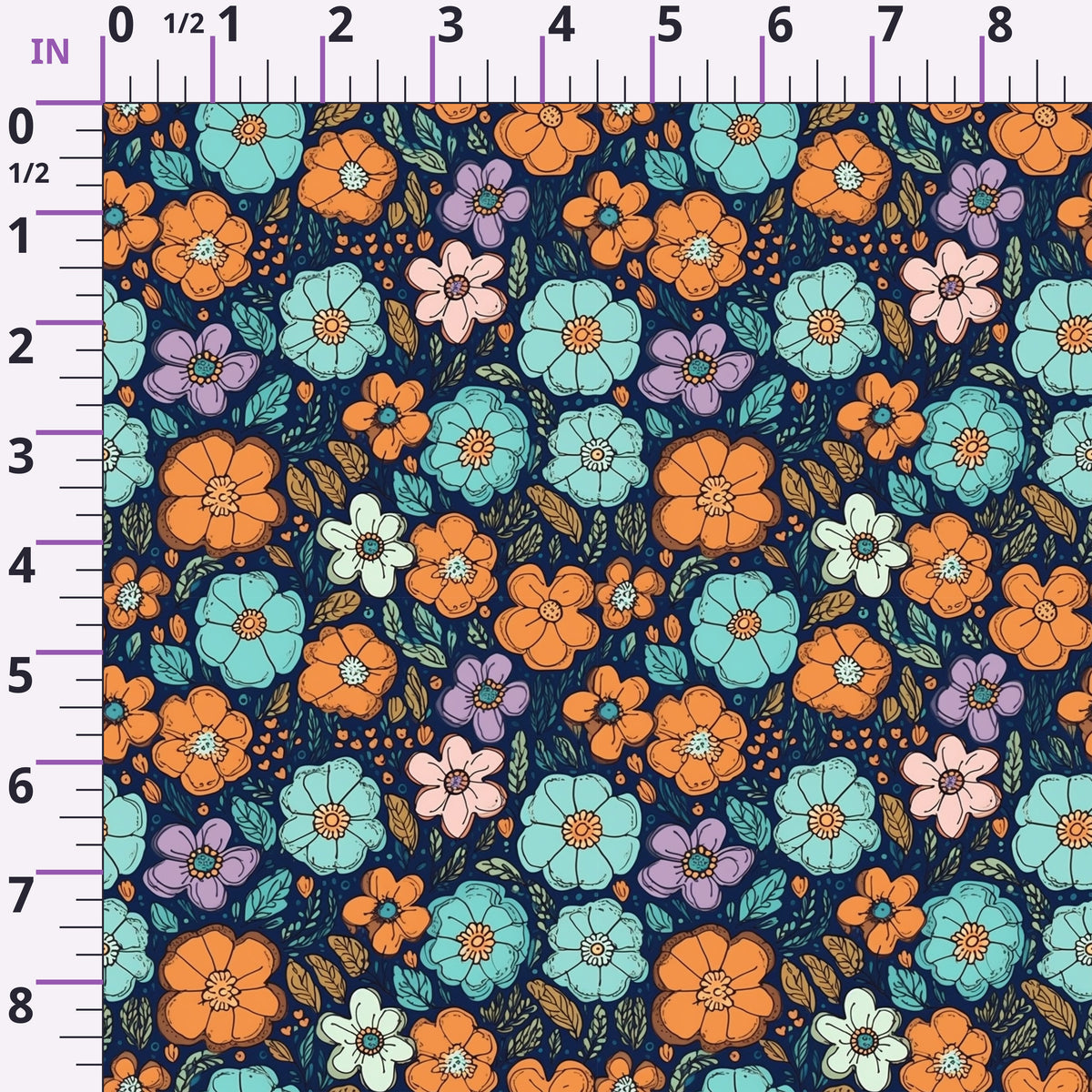 Tangerine Teal Reverie Pattern 1 Minky Fabric