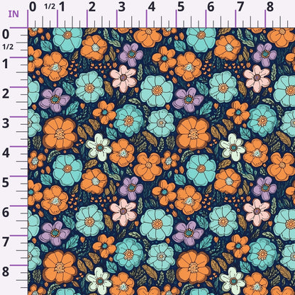 Tangerine Teal Reverie Pattern 1 Minky Fabric