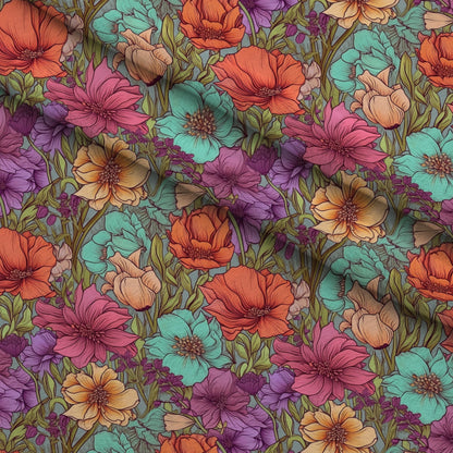 Tangerine Teal Reverie Pattern 11 Minky Fabric