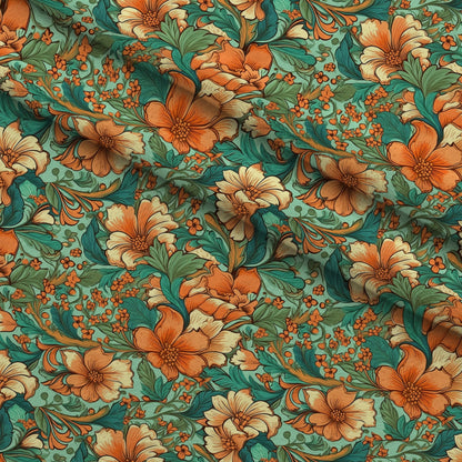 Tangerine Teal Reverie Pattern 12 Minky Fabric