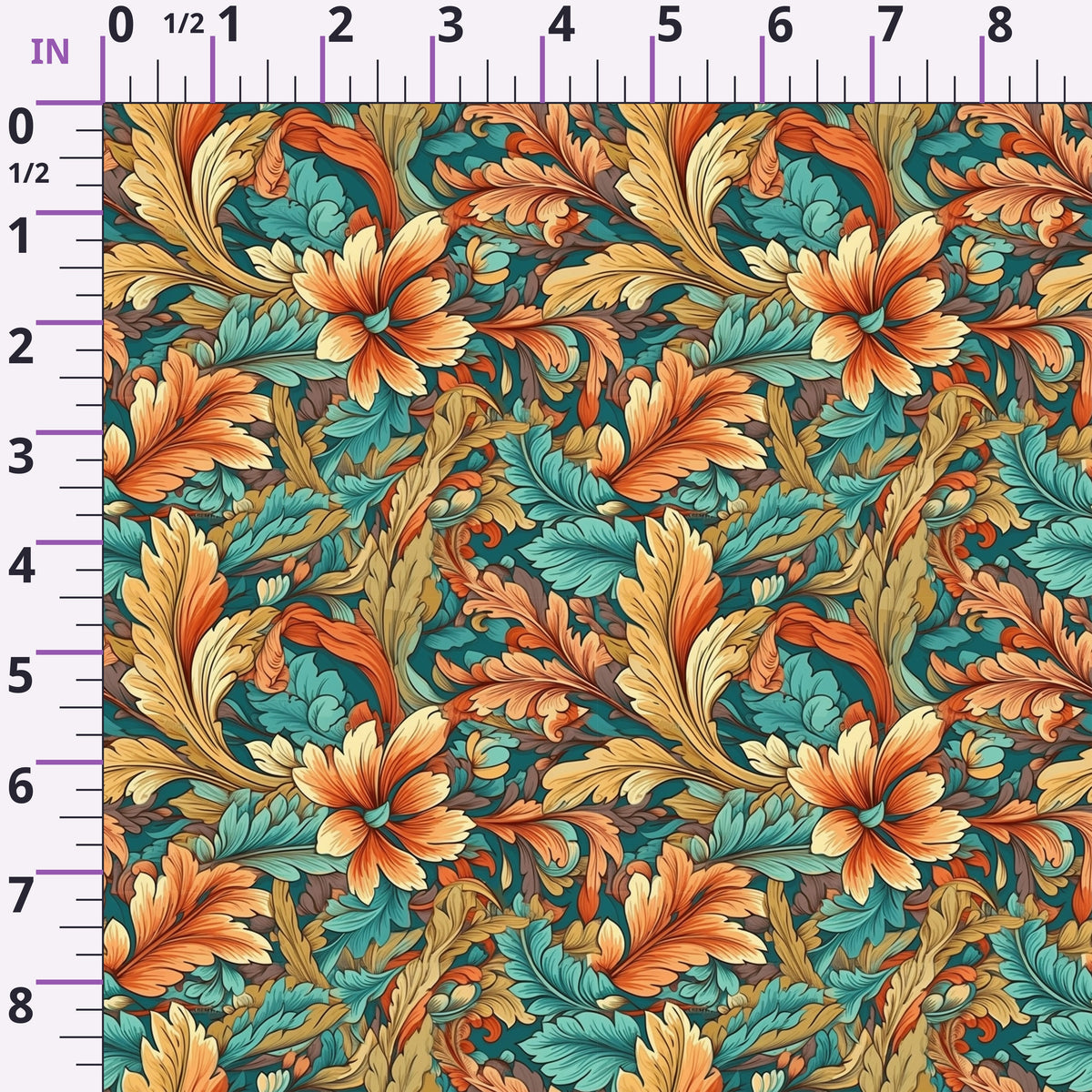 Tangerine Teal Reverie Pattern 3 Minky Fabric