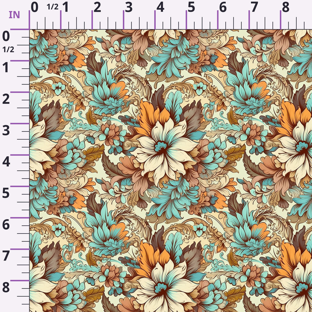 Tangerine Teal Reverie Pattern 4 Minky Fabric