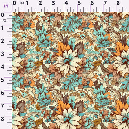 Tangerine Teal Reverie Pattern 4 Minky Fabric