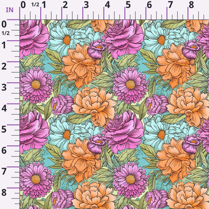 Tangerine Teal Reverie Pattern 6 Minky Fabric