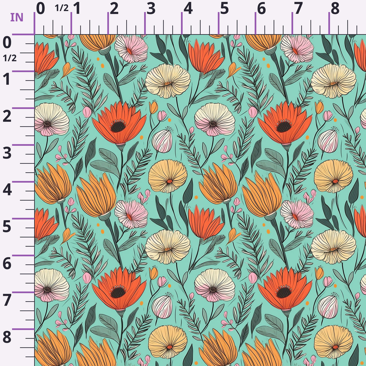 Tangerine Teal Reverie Pattern 8 Minky Fabric