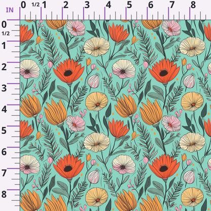 Tangerine Teal Reverie Pattern 8 Minky Fabric