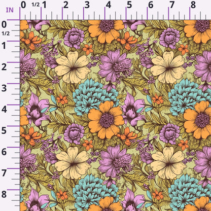 Tangerine Teal Reverie Pattern 9 Minky Fabric