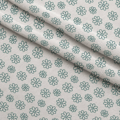 Teal Daisies Outline Minky Fabric
