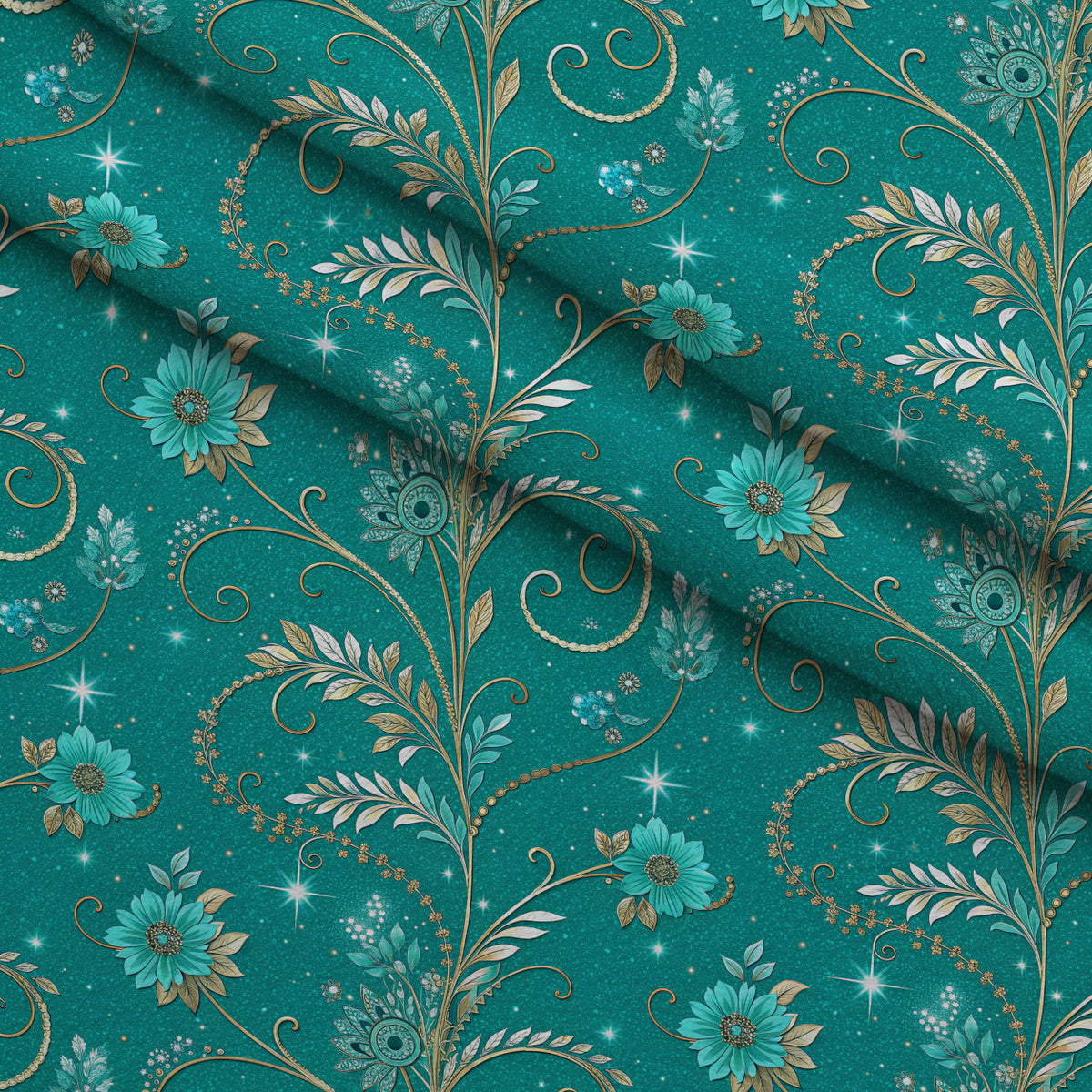 Teal Reverie Pattern 7 Minky Fabric
