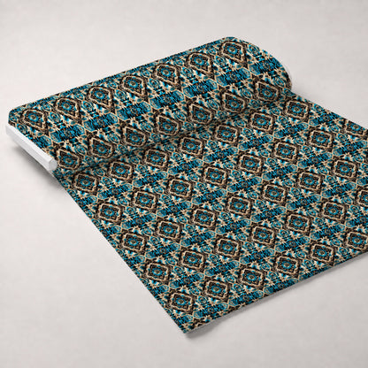Teal Totem Pattern 1 Minky Fabric