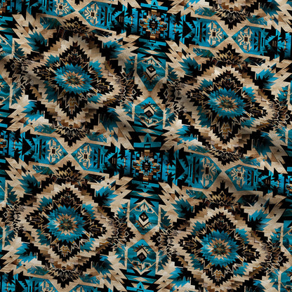 Teal Totem Pattern 1 Minky Fabric