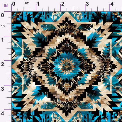 Teal Totem Pattern 1 Minky Fabric