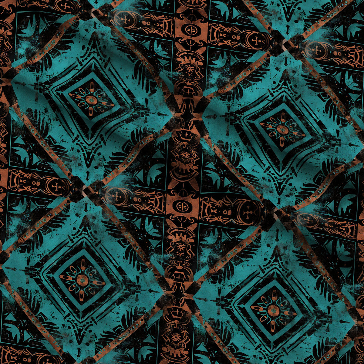 Teal Totem Pattern 10 Minky Fabric