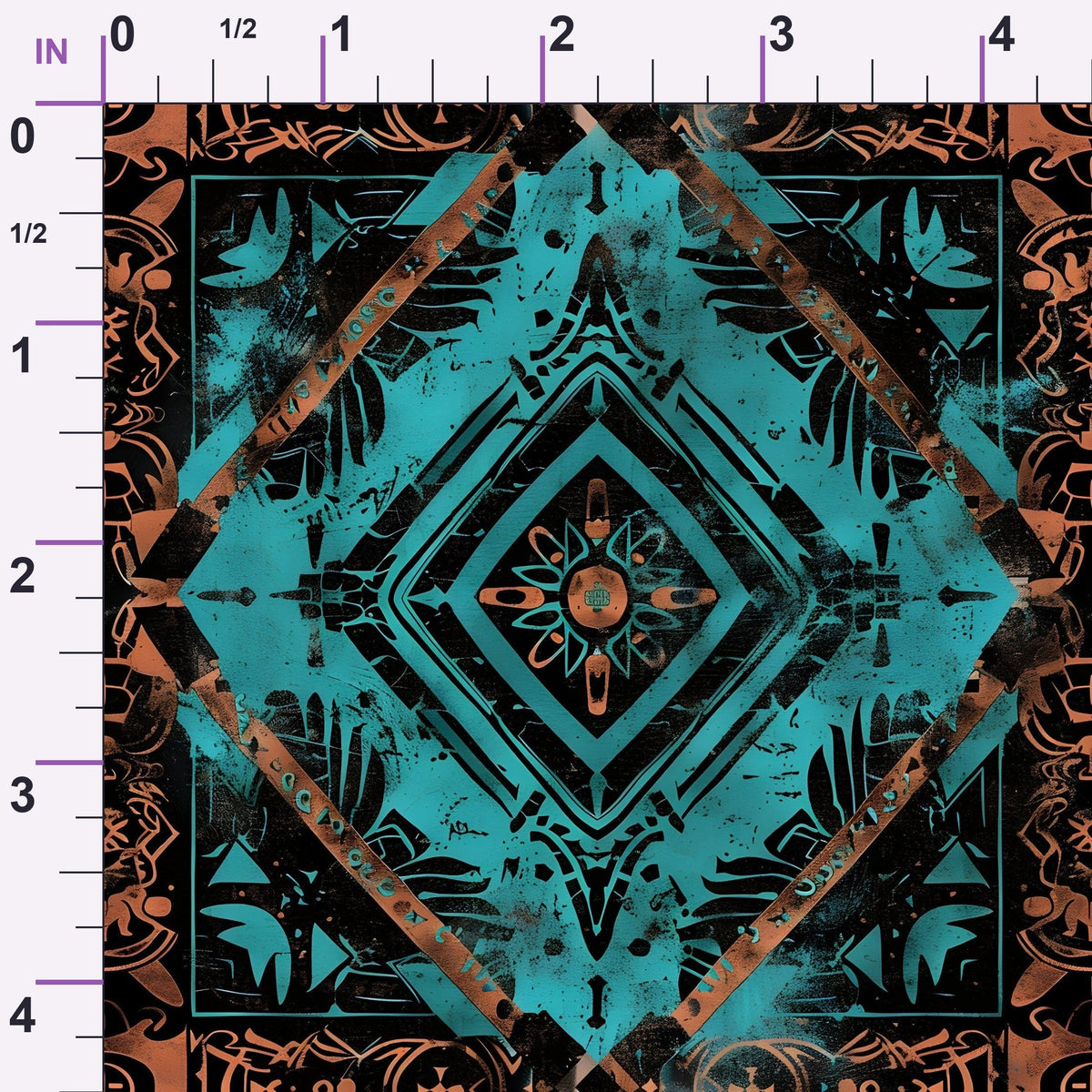 Teal Totem Pattern 10 Minky Fabric