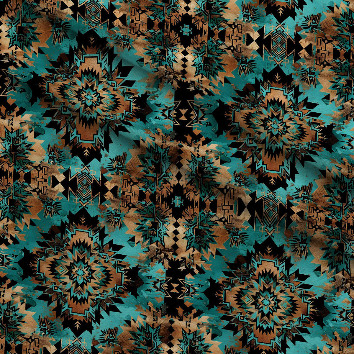 Teal Totem Pattern 12 Minky Fabric
