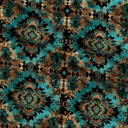 Teal Totem Pattern 12 Minky Fabric