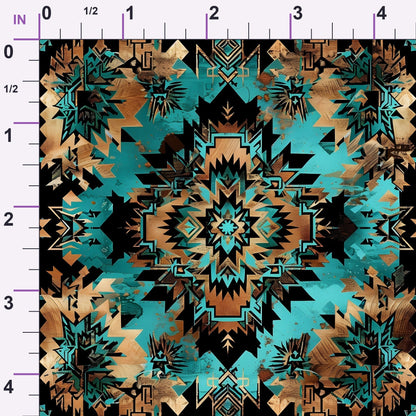 Teal Totem Pattern 12 Minky Fabric