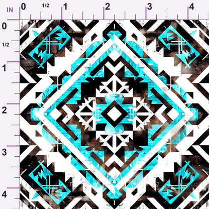 Teal Totem Pattern 13 Minky Fabric