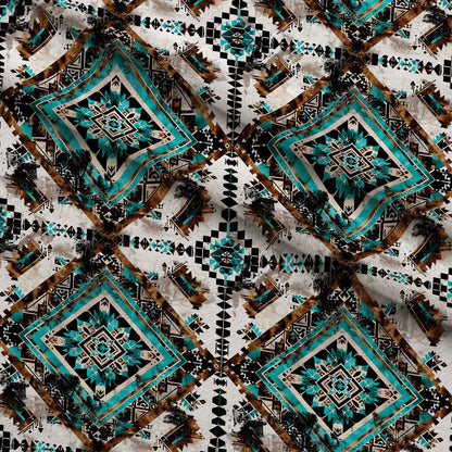 Teal Totem Pattern 14 Minky Fabric
