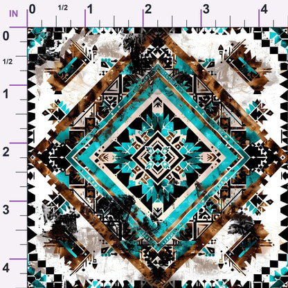 Teal Totem Pattern 14 Minky Fabric