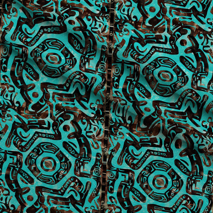 Teal Totem Pattern 15 Minky Fabric