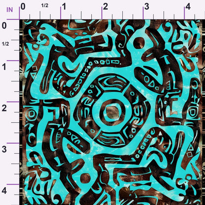 Teal Totem Pattern 15 Minky Fabric
