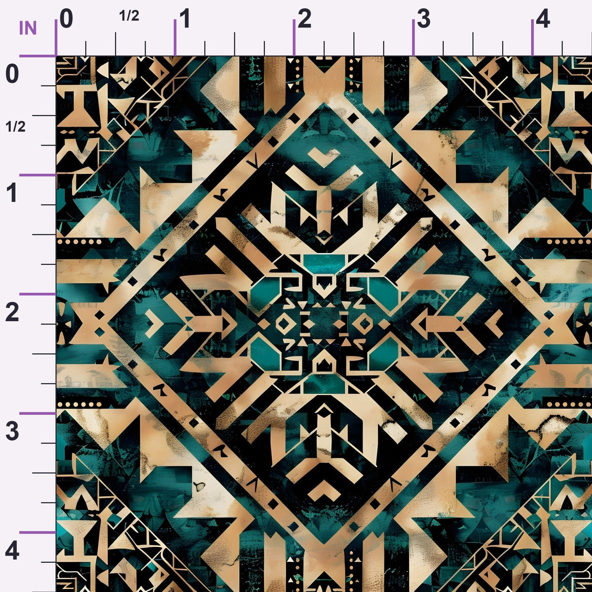 Teal Totem Pattern 16 Minky Fabric