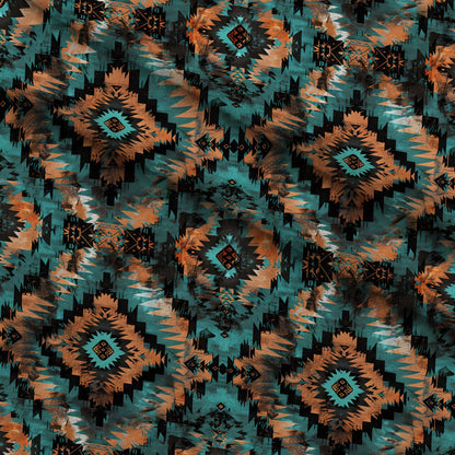 Teal Totem Pattern 17 Minky Fabric