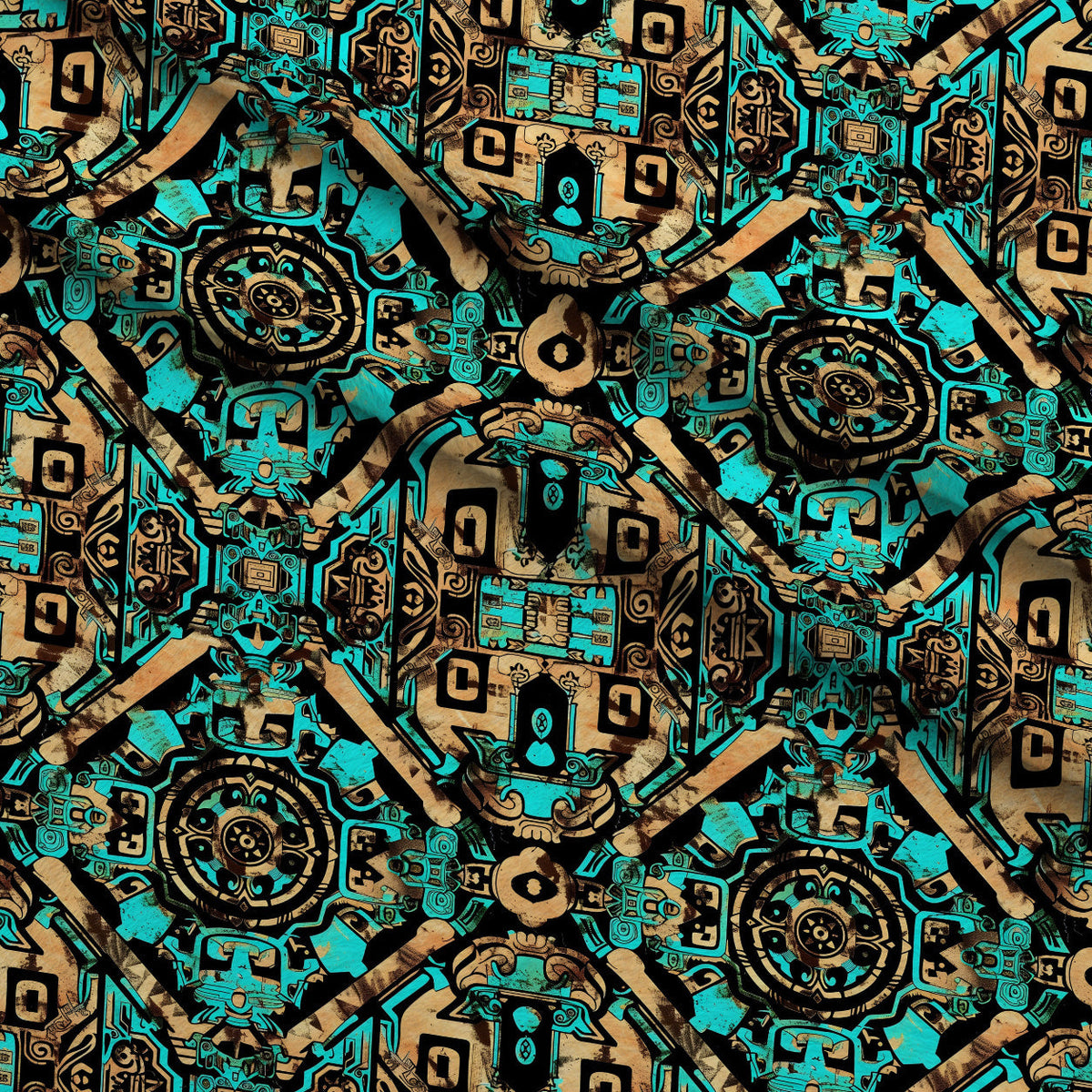 Teal Totem Pattern 18 Minky Fabric