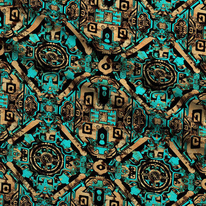 Teal Totem Pattern 18 Minky Fabric