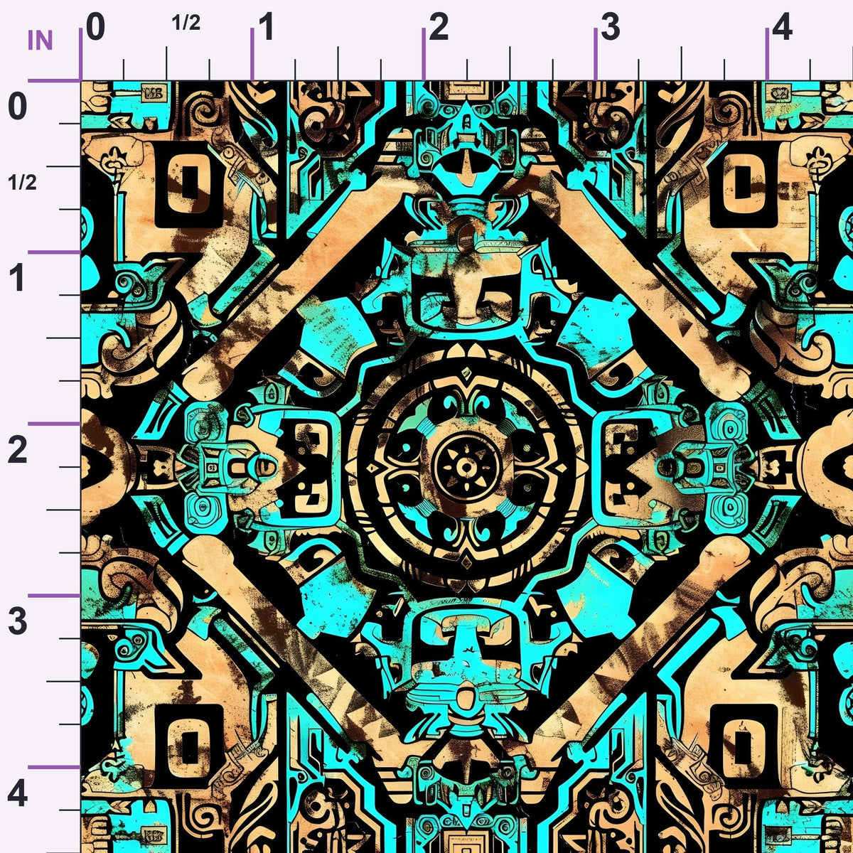 Teal Totem Pattern 18 Minky Fabric